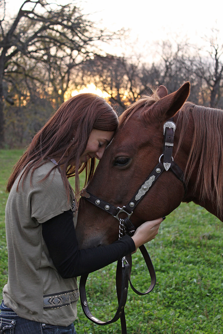 woman hugging horse's head