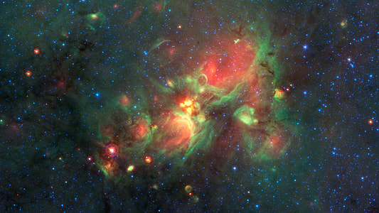 green and red nebula