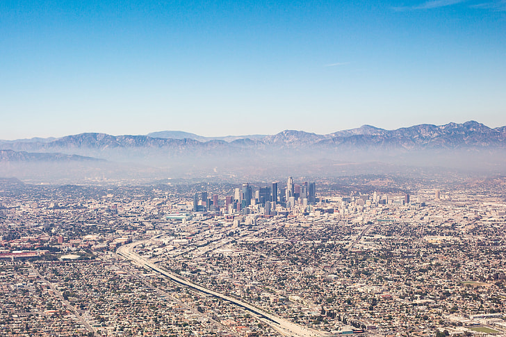 City of Los Angeles California Aerial View from Airplane