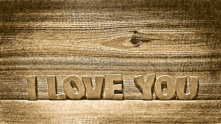 brown wooden i love you free standing letter decor