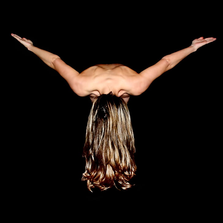 woman naked doing yoga post