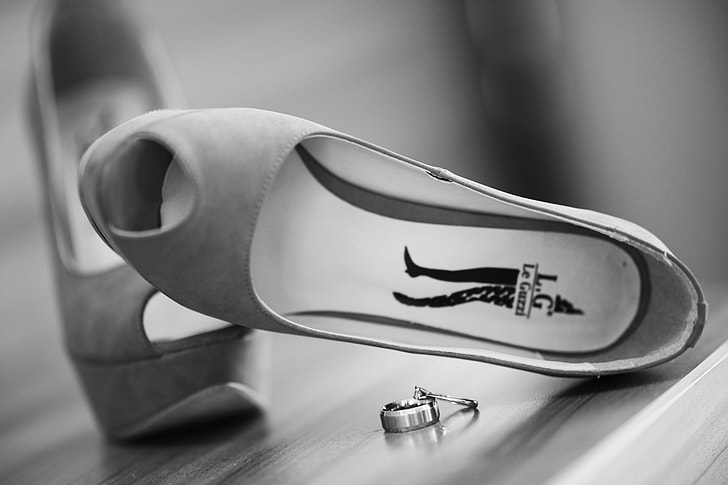shoes and rings on table