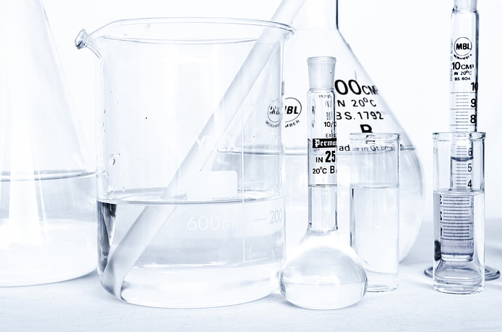 several glass chemist equipments