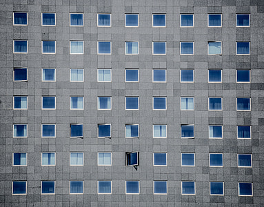 Opened condominium glass window