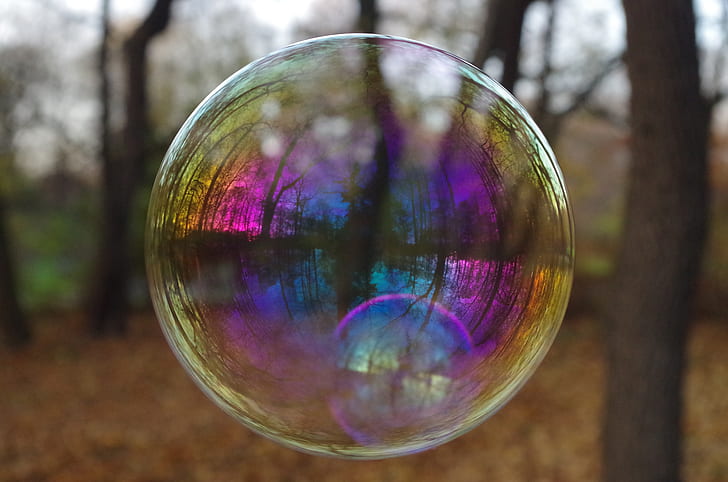 tilt shift view of clear bubble