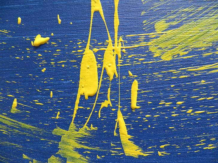 painting, art, artwork, blue, yellow, creativity