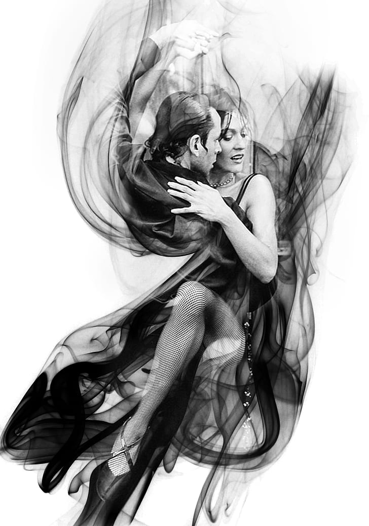 man and woman dancing illustration