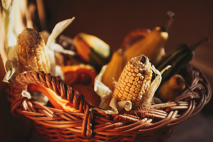 Closeup shot of a basket of vegetables