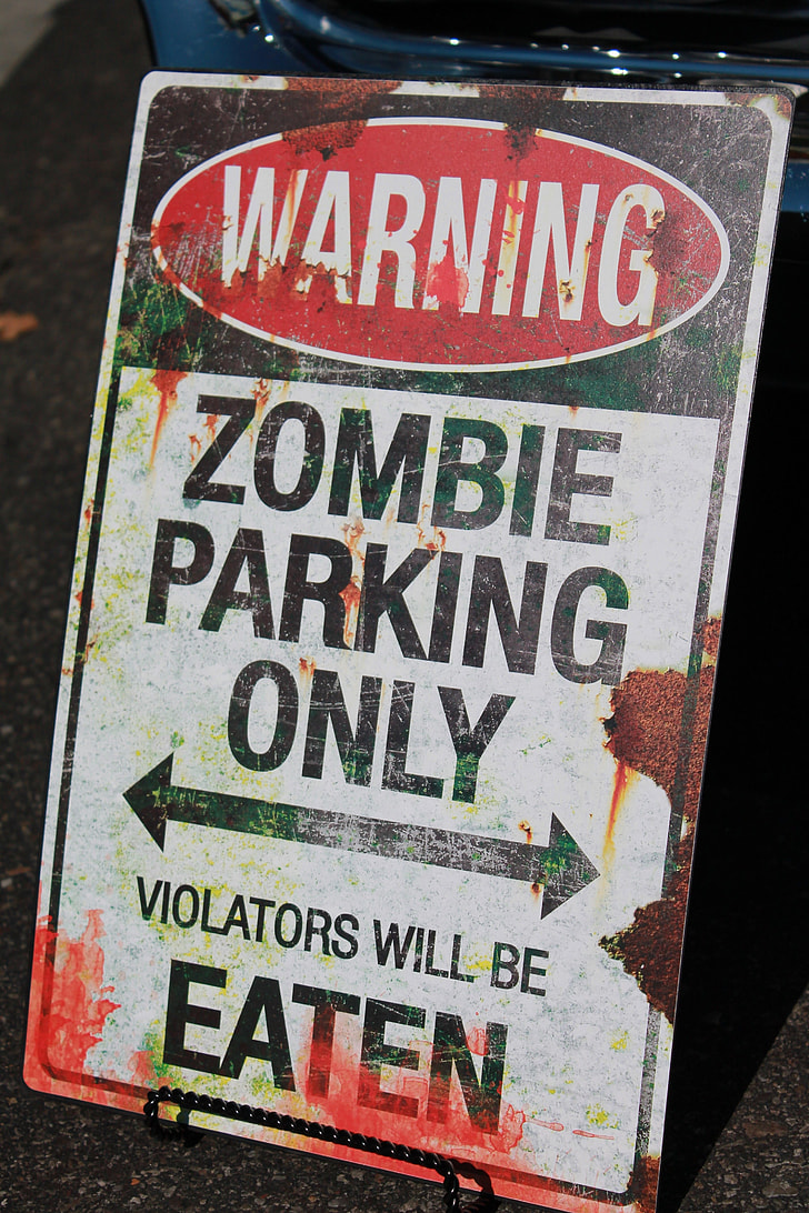 Warning Zombie Parking Only sign