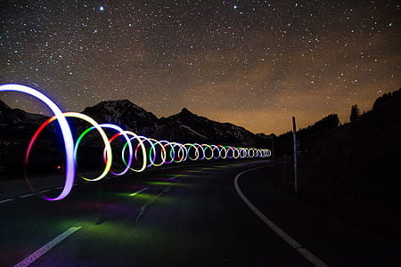 time lapse of free road with spiral lights