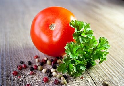 ripe tomato with green relish