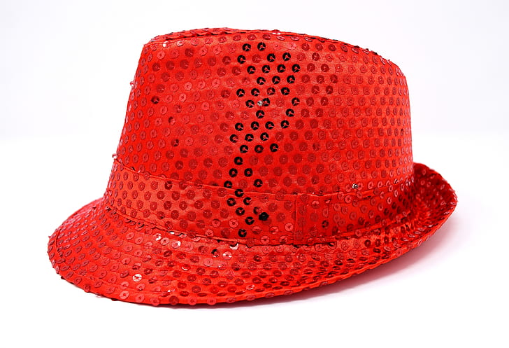 red sequin fedora hat