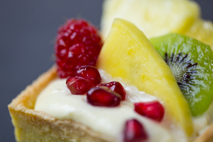 Closeup shot of a fruit tart dessert