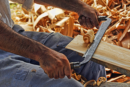 man doing wood works