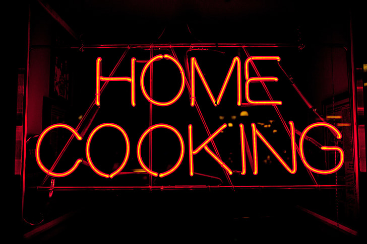 Neon ‘home cooking’ sign, image captured in New York City with a Canon 5D DSLR