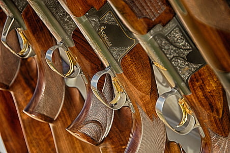 Brown and Gray Rifles Lined Up