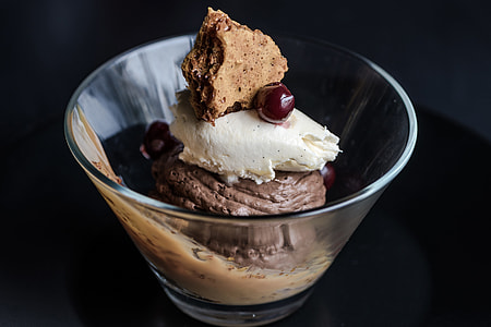 Closeup shot of chocolate sundae ice cream dessert