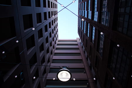 low angle photography of gray building