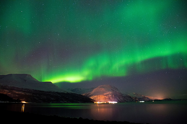 Night shot of the Northern Lights stars in Norway