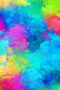 blue, pink, and yellow abstract painting
