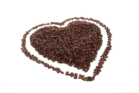 heart formed coffee beans