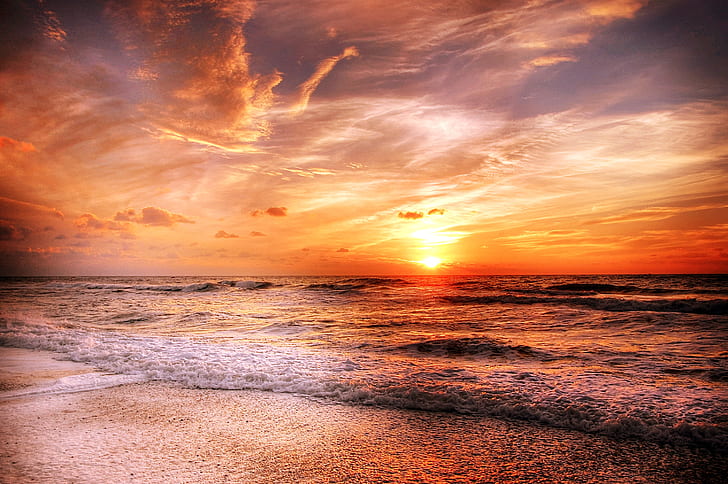 Royalty-Free photo: Beach at sunset | PickPik