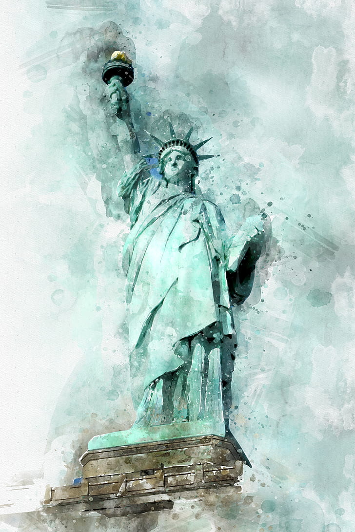 closeup photo of Statue of Liberty painting