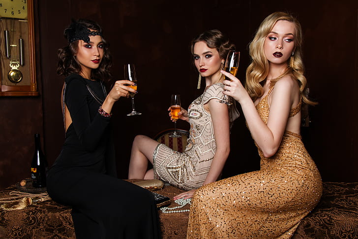 three women drinking