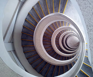 architectural photography of a twirl stair