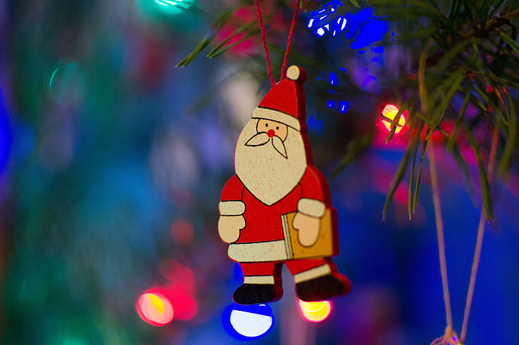 Santa Claus decoration on a Christmas tree