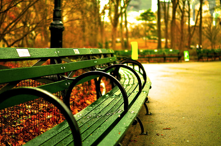 landscape photography of green chair