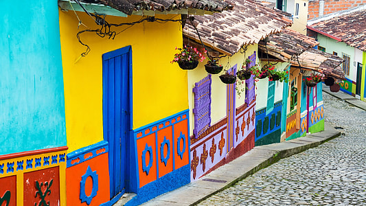 multicolored painted wall houses