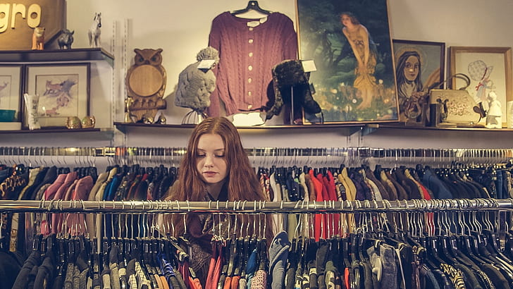 woman inside clothes apparel store