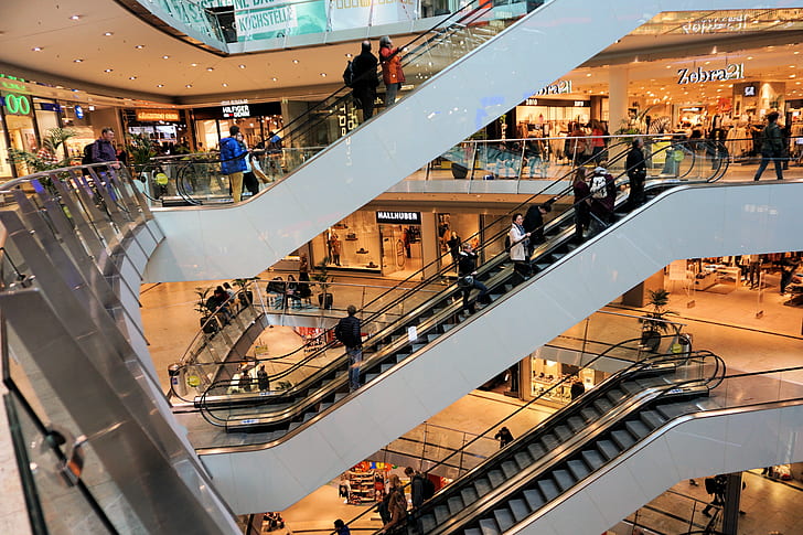 photo of mall escalators