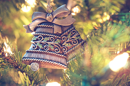 bells Christmas bauble on Christmas tree