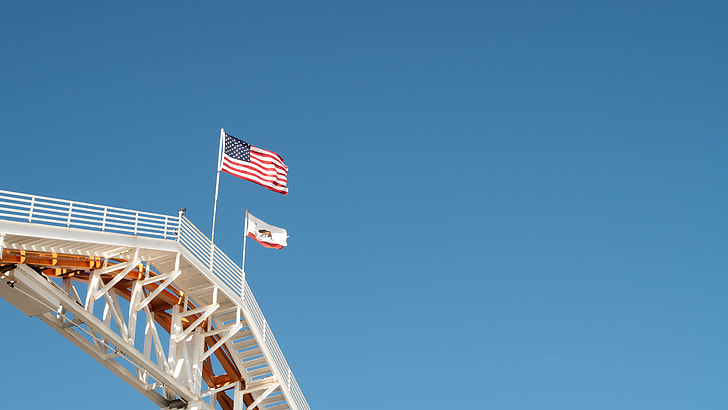 flag of U.S.A under blue sky