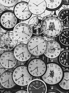 Black And White Photo Of Clocks