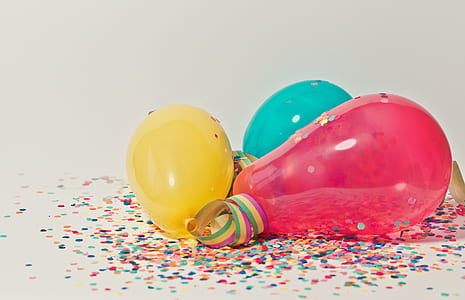 party balloons with confetti