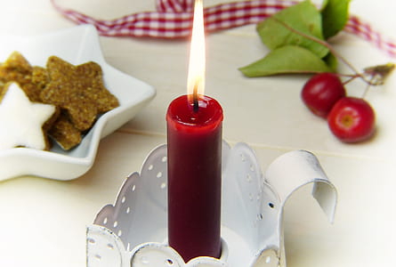 red lighted candle