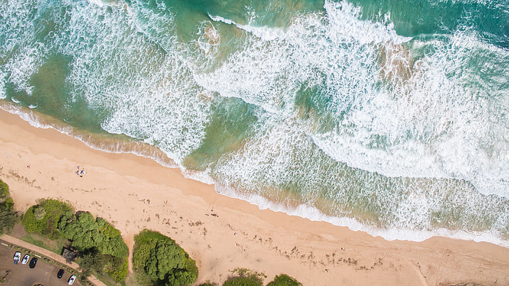 aerial view photography of shore and ocean