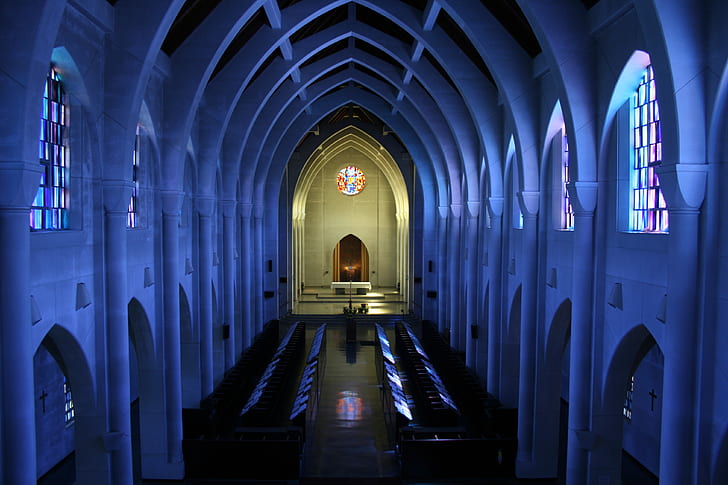 lighted church photo