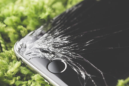 Dropped iPhone 6 with Cracked Screen Close Up