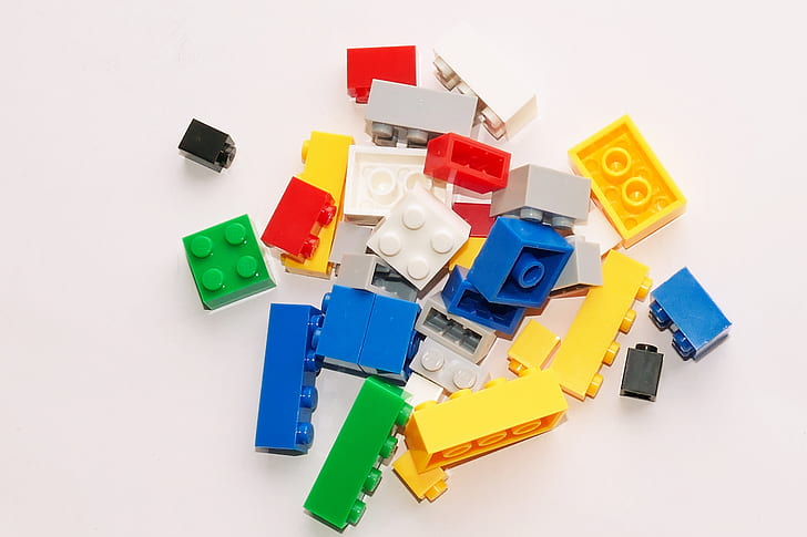 assorted-color of interlocking brick toy