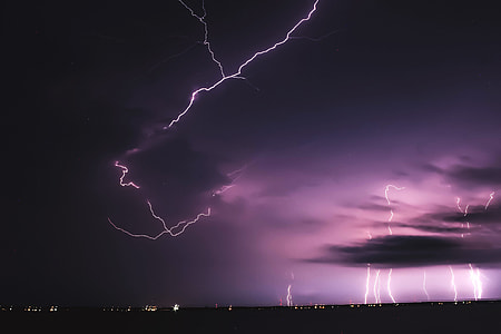 Lightning strikes in the sky during a storm in the United States