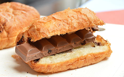 bread with chocolate bar filling