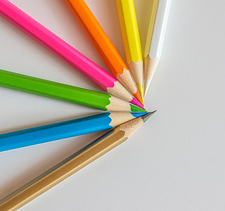 seven assorted-color pencils