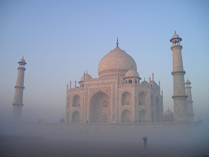 Taj Mahal surrounded with fog