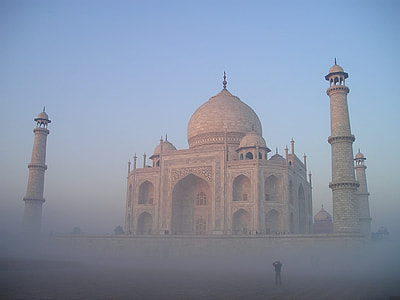 Taj Mahal surrounded with fog