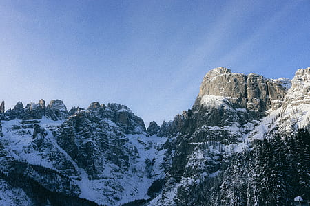 gray mountain with snow cover
