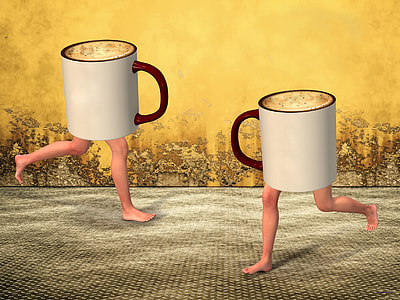 two white ceramic mugs illustration